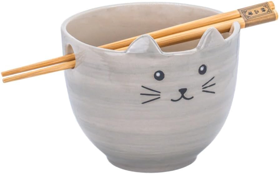 Sass & Belle Cat Noodle Bowl with Chopsticks